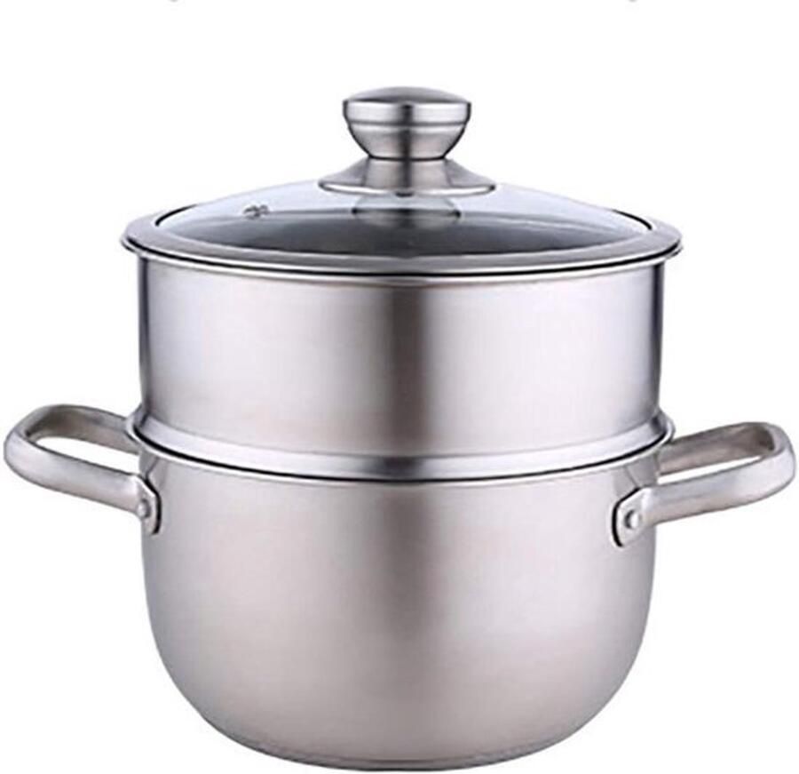 Stoompan Set Meerdere Lagen Gezond Koken Verdeler Inclusief 22 cm Zilverkleurig
