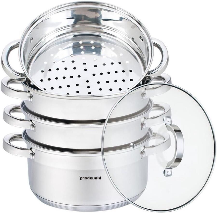 Stoompan Set Stoomkoker Gezond Koken 5-delig 22 cm Zilver