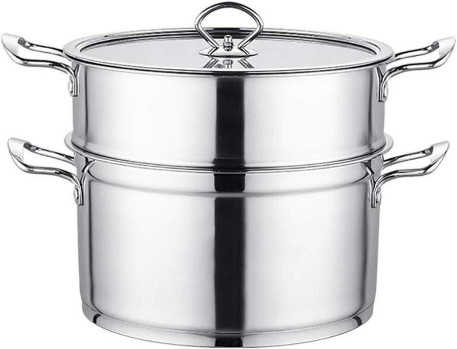 Stoompan Set Stoomkoker Pan Gezond Koken Roestvrij Staal 31x26cm Zilver
