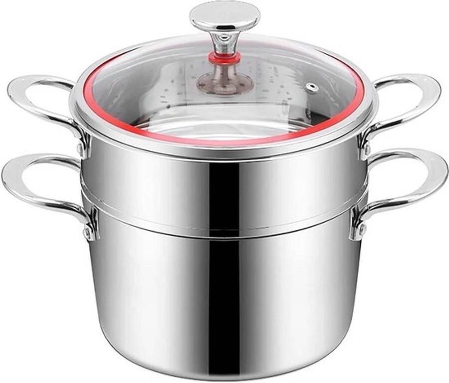 Stoompan Soeppan Extra dik Koken en Stomen Geschikt voor alle warmtebronnen 22 cm Zilver