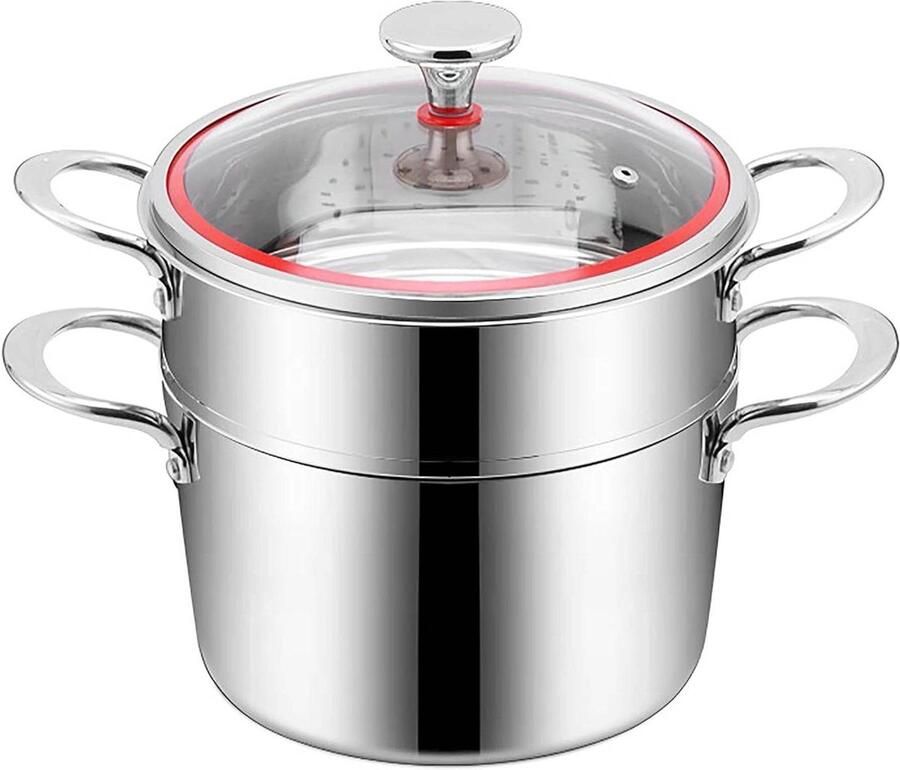 Stoompan Soeppan Extra dik Koken en Stomen Roestvrij staal 304 24 cm Zilver