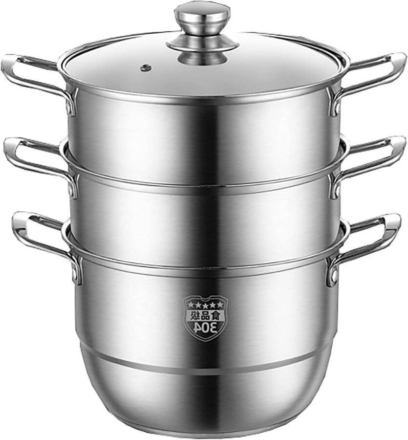 Stoompan Soeppan Gezond Koken 5-laags Bodem 24 cm Zilver