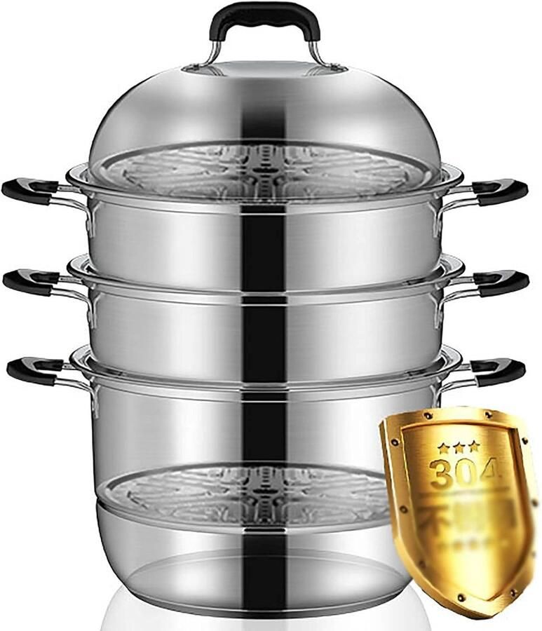Stoompan Soeppan Gezond Koken Meerlaags RVS 34 cm Zilverkleurig