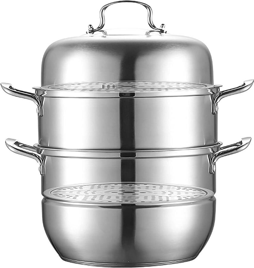 Stoompan Soeppan Kookpan Gezond Koken 3-laags Bodem 32cm Zilverkleurig