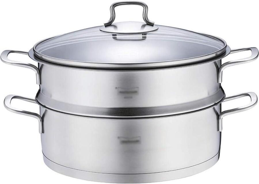 Stoompan Soeppan Huishoudelijke pan Gezond Koken Verdikt Roestvrij Staal 28cm Diameter Zilver