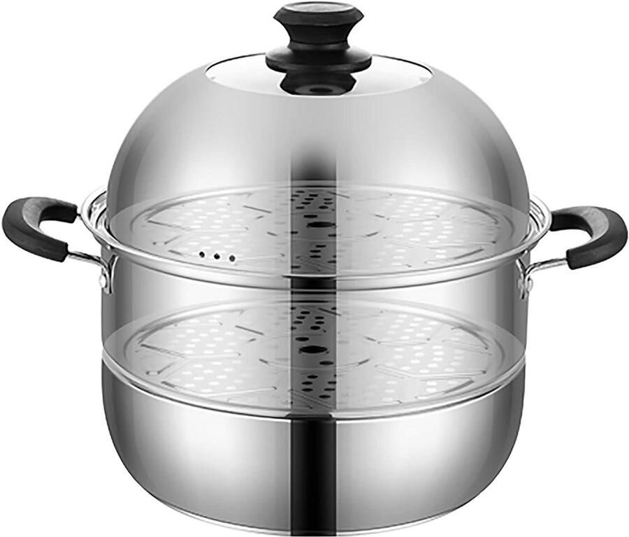 Stoompan Soeppan Kookpan Gezond Koken 3-laags Bodem 26cm Zilverkleurig