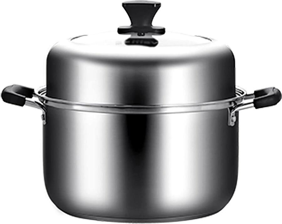 Stoompan Soeppan Kookpan Gezond Koken Drielaags Bodem 24cm Zilverkleurig