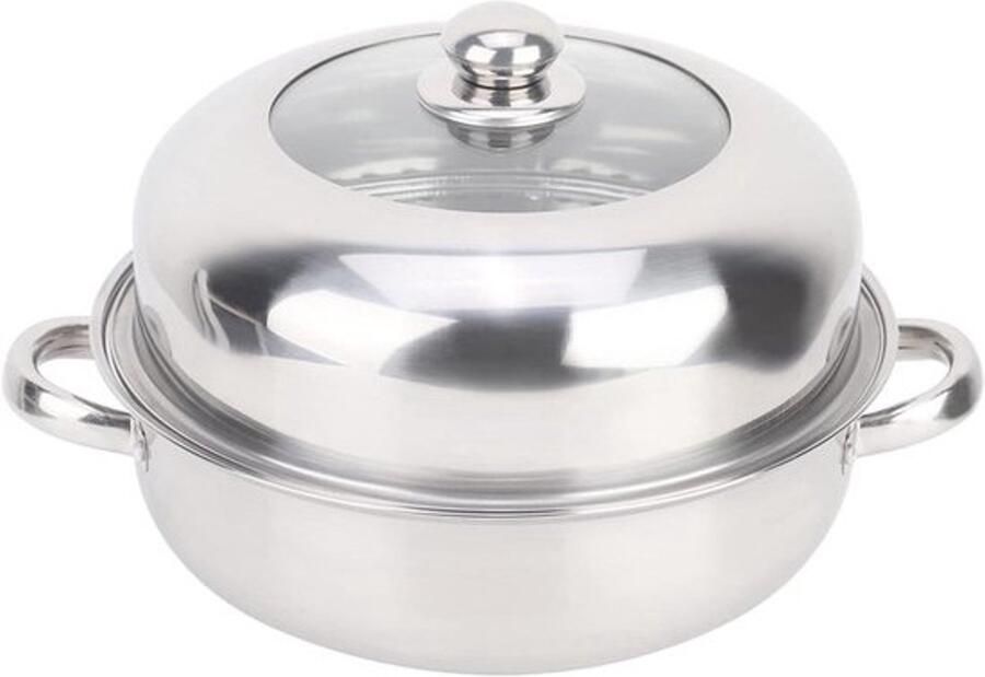 Stoompan Soeppan Kookpan Gezond Koken Roestvrij Staal 28 cm Zilver