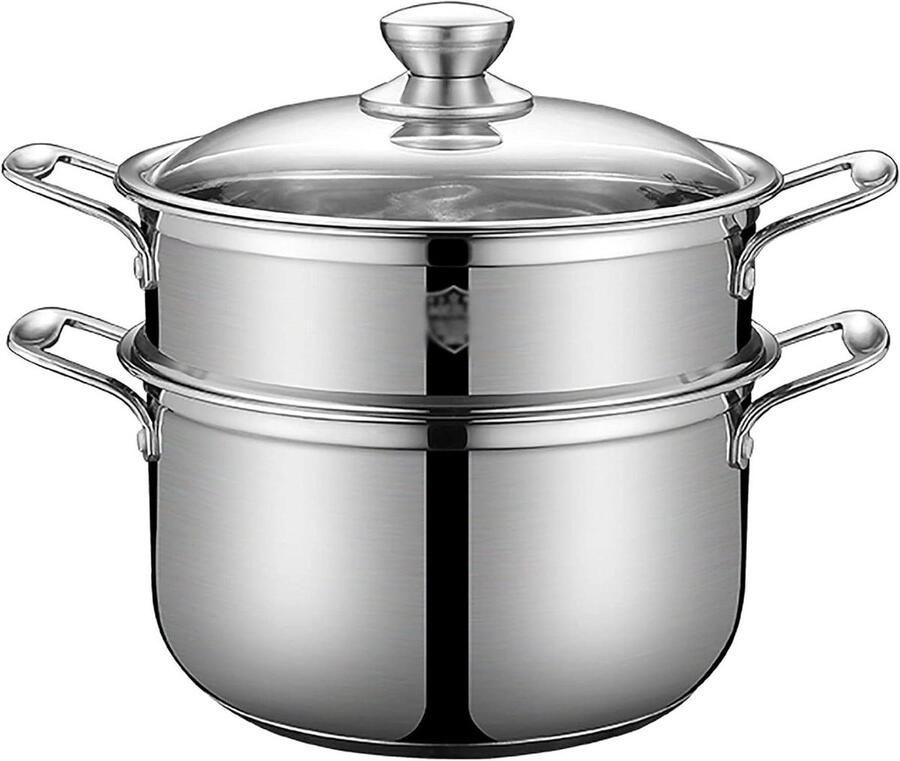 Stoompan Soeppan Kookpot Zeevruchten Stomen Energiebesparend Koken 26 cm Zilverkleurig