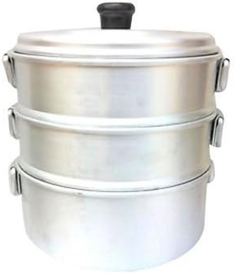 Stoompan Stoomkoker Gezond Koken Drie Niveaus 20x20x25cm Aluminium