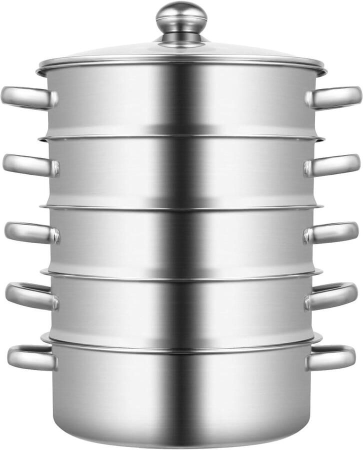 Stoompan Stoomkoker Gezond Koken Grote capaciteit 26cm Zilverkleurig