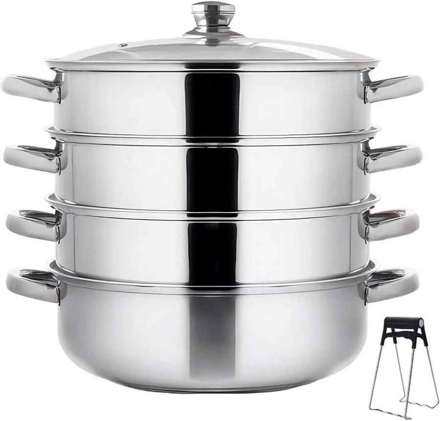 Stoompan Stoomkoker Gezond koken Multifunctioneel ontwerp 28 cm Zilver