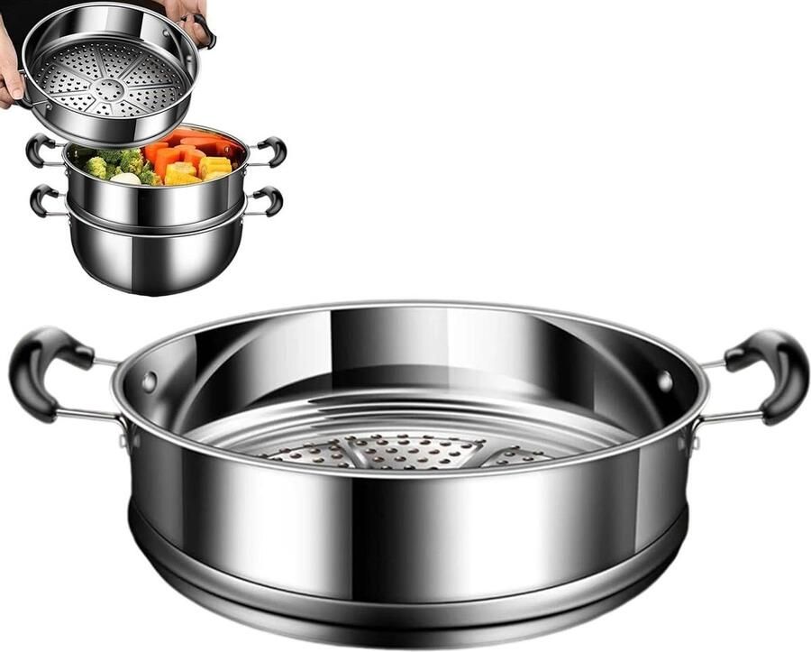 Stoompan Stoomkoker Keukengerei Gezond Koken Oliebestendige Coating Universeel Roestvrij Staal