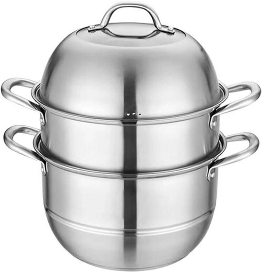 Stoompan Stoomkoker kookpan Gezond koken Roestvrij staal 28 cm Zilverkleurig