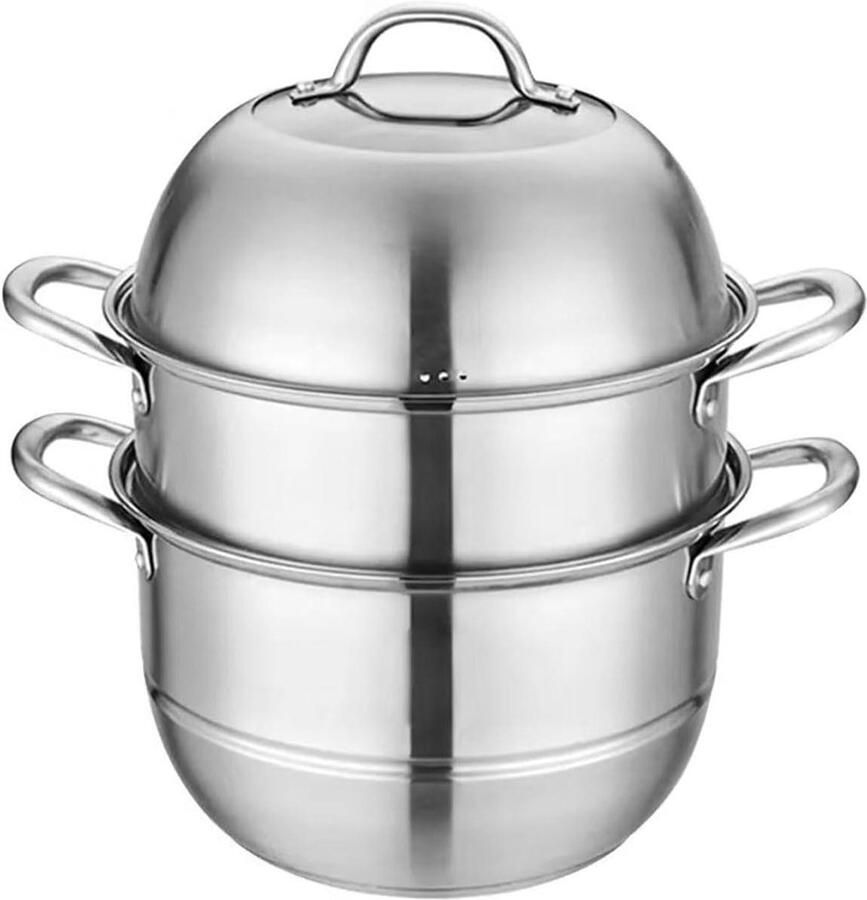 Stoompan Stoomkoker kookpan Gezond koken Roestvrij staal 28 cm Zilverkleurig