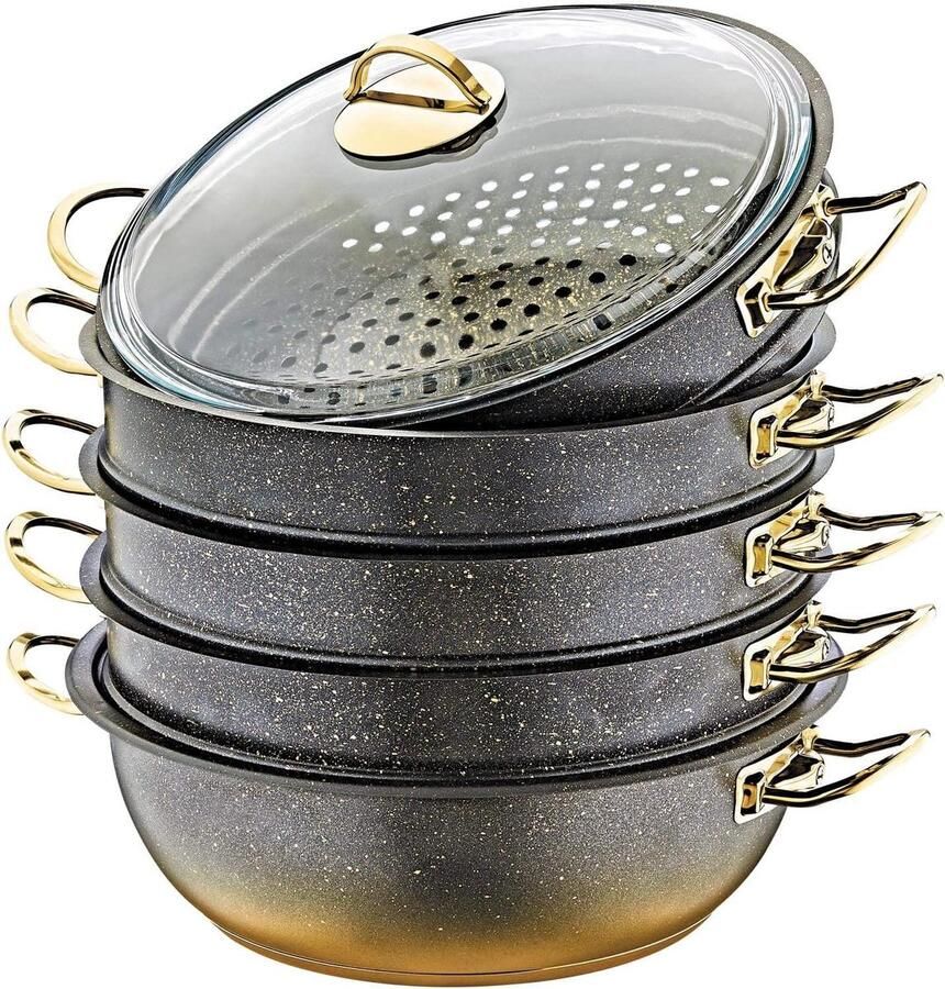 Stoompan Stoomkoker Gezond Koken Granieten Antiaanbaklaag 64 Liter Keramiek Design