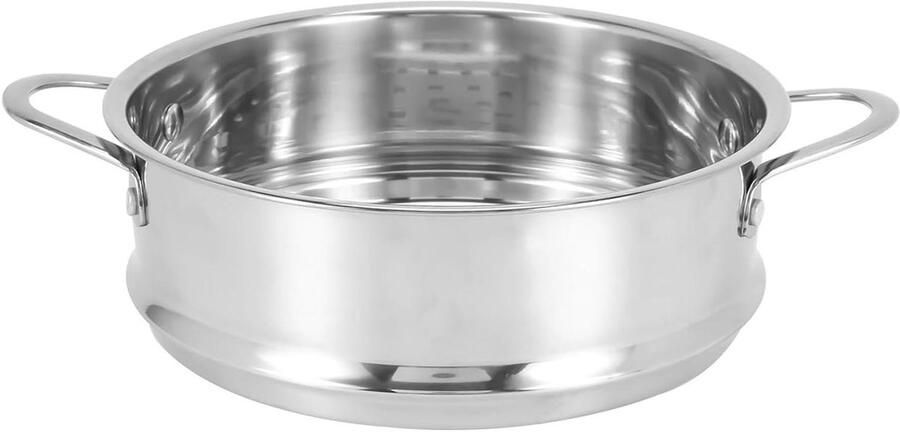 Stoompan Stoomkoker Pan Gezond Koken Dubbele Oor Handgrepen 16 cm Zilverkleurig
