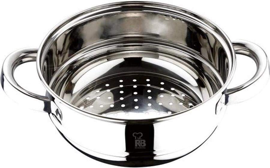 Stoompan Stoommandje Stoofpan met deksel 3-laags Zilver met zwart Hittebestendig