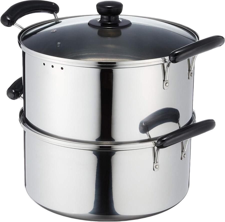 Stoompan Twee Lagen Grote Stoompan Gezond Koken Roestvrij Staal 28 cm Zilver