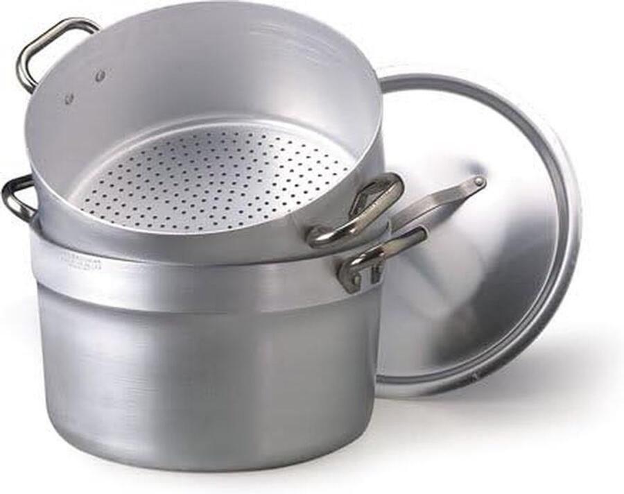 Stoompan voor Couscous en Groenten 24 cm Professioneel Aluminium