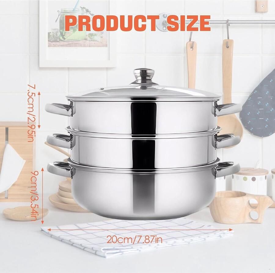 Stoompan Zilver 28 cm Roestvrijstalen Stoompan met Glazen Deksel Voor Koken van Groenten en Zeevruchten