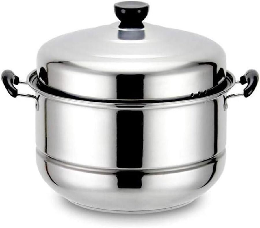 Stoompannenset RVS Stoomkoker 2 lagen Gezond Koken Multifunctioneel 32 cm Zilver