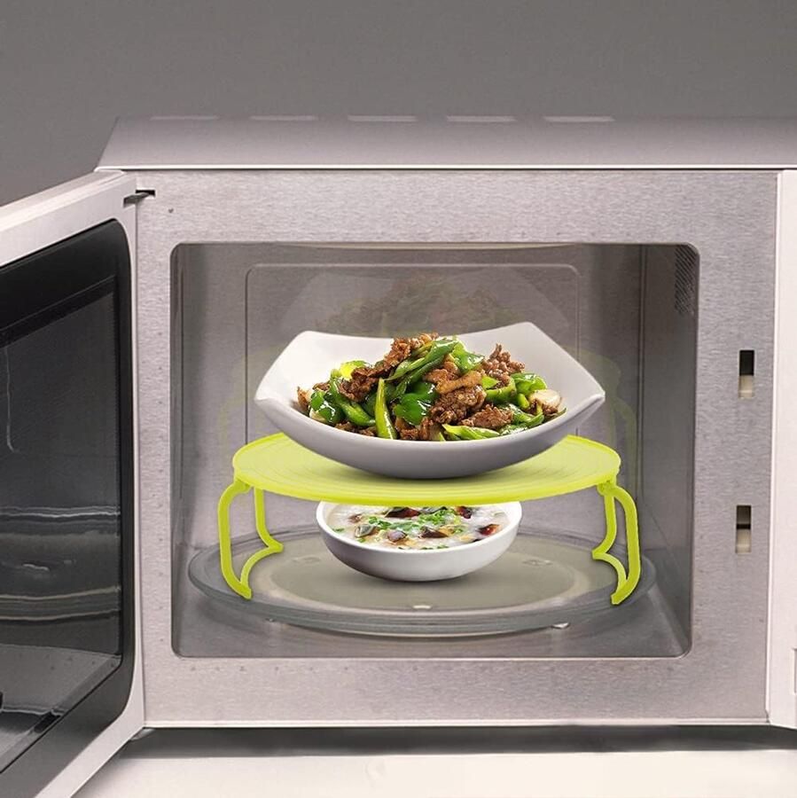 Stoomplaat Magnetron Keuken Accessoire Gezond Koken Stapelbaar Ontwerp 23.5x23.5cm Groen