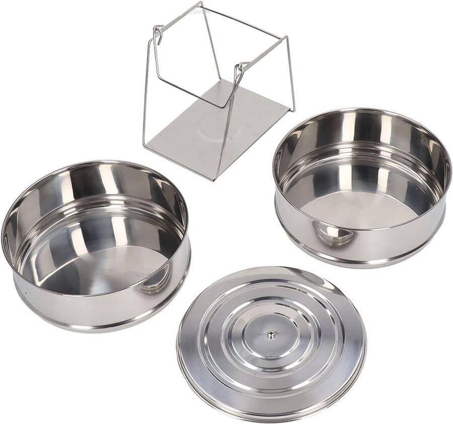Stoompot RVS Kookgerei Stapelbaar Gezond Koken Twee Niveaus Multifunctioneel Zilverkleurig
