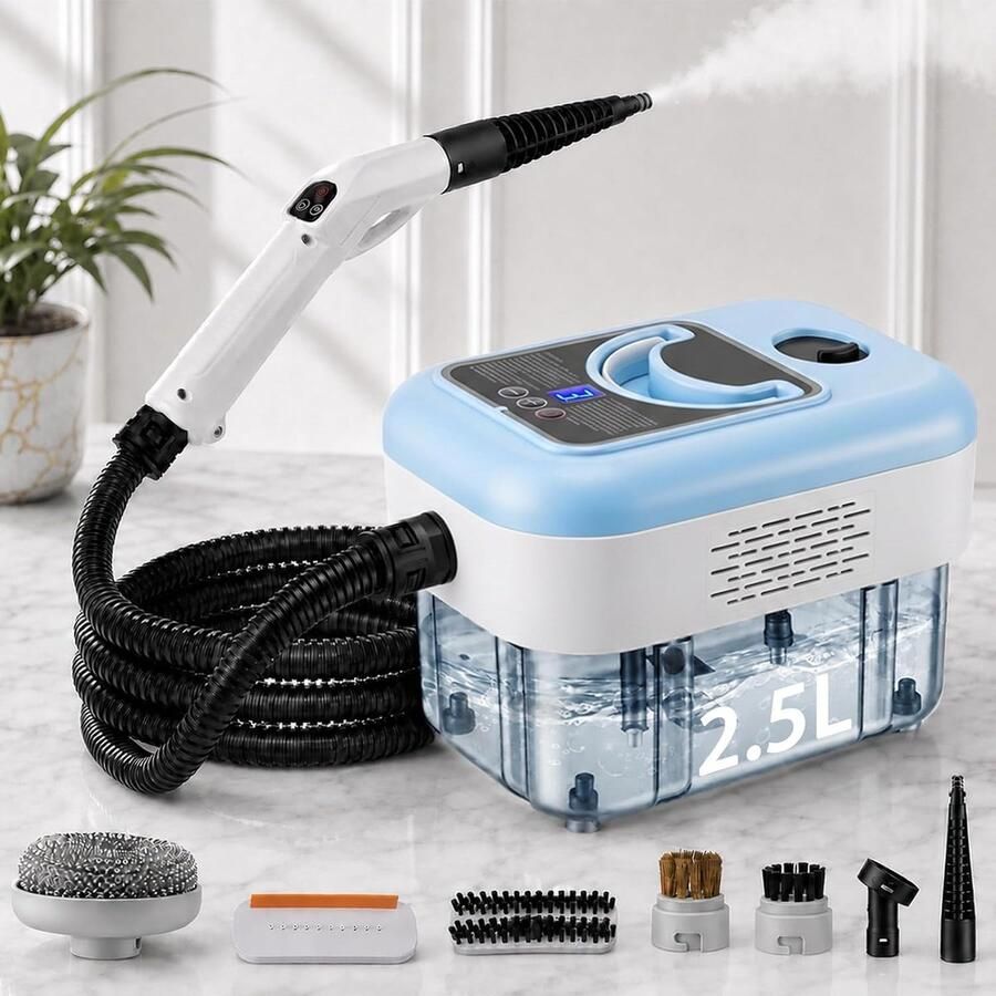 Stoomreiniger 2000 W 6 borstels 2 5 l tank draagbare stoomreiniger met 3 instelbare snelheden voor ramen afzuigkappen stoffen