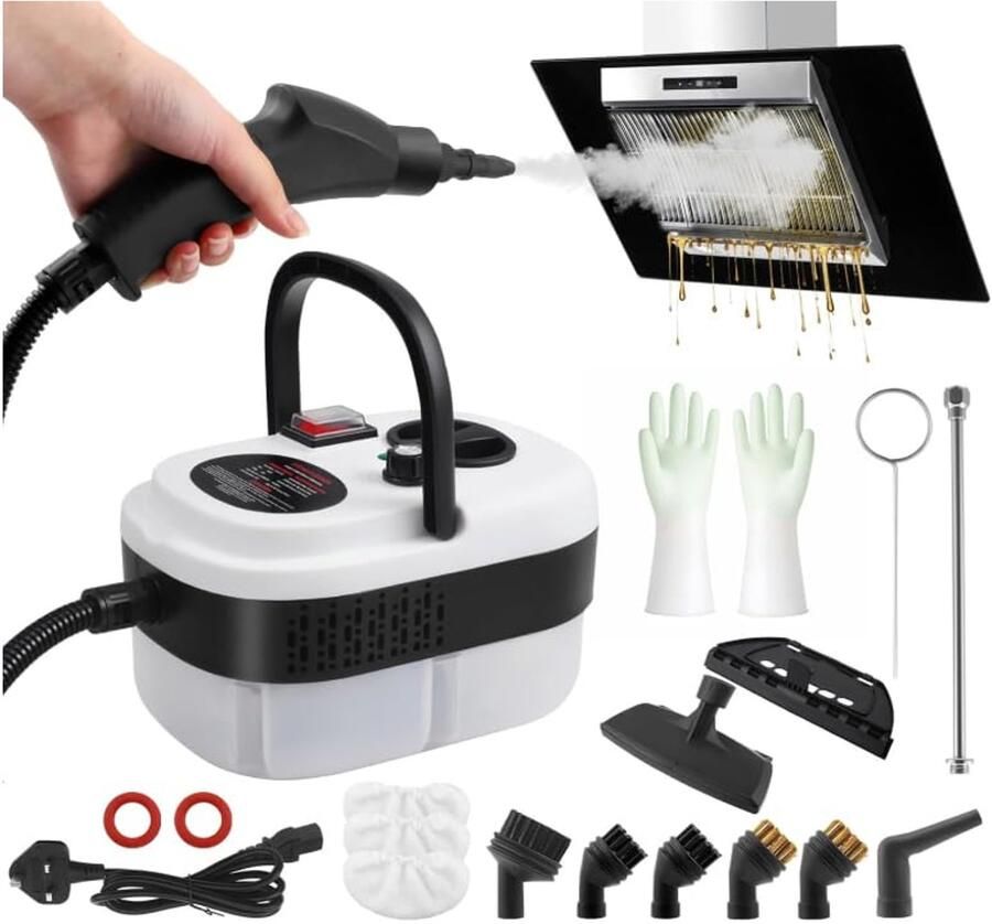 Stoomreiniger handapparaat 2500 W draagbare stoomreiniger voor het reinigen snelle autostoomreiniger voor opwarmen multifunctionele stoomreiniger voor thuis grill met 6 stoomstanden
