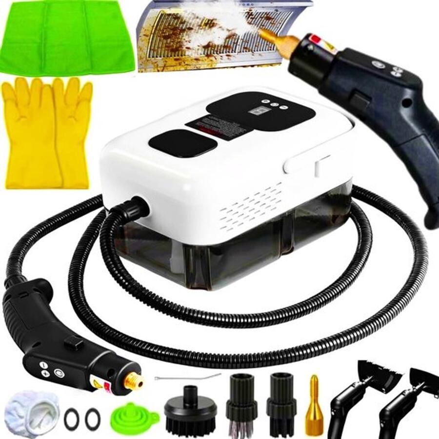 Stoomreiniger met reinigingssets 9 garde-aanpassing draagbare stoomreiniger handheld intelligent CNC-scherm 2500W 15S opwarmen voor badkamer keuken raam auto vloer gordijnen