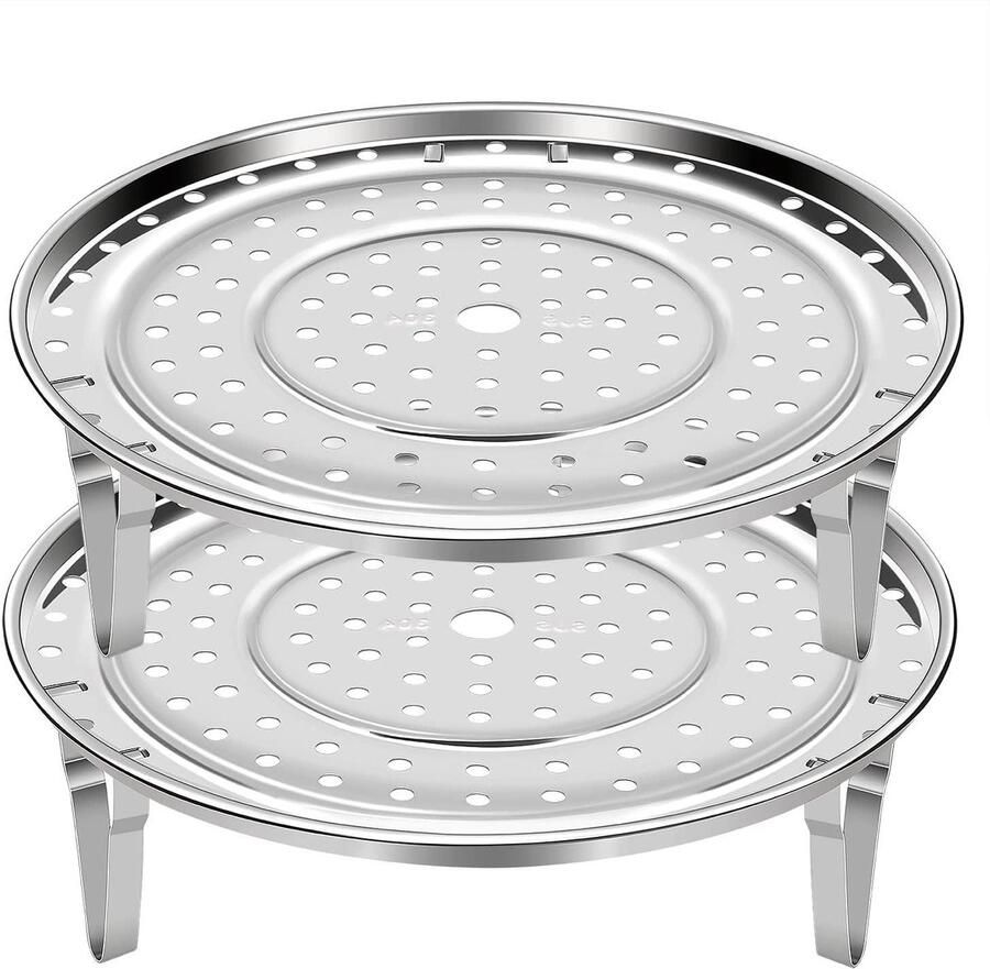 Stoomrek 2 stuks Inmaakrekken Kookrek Gezond Koken Afneembare Poten 102 inch Diameter Zilver