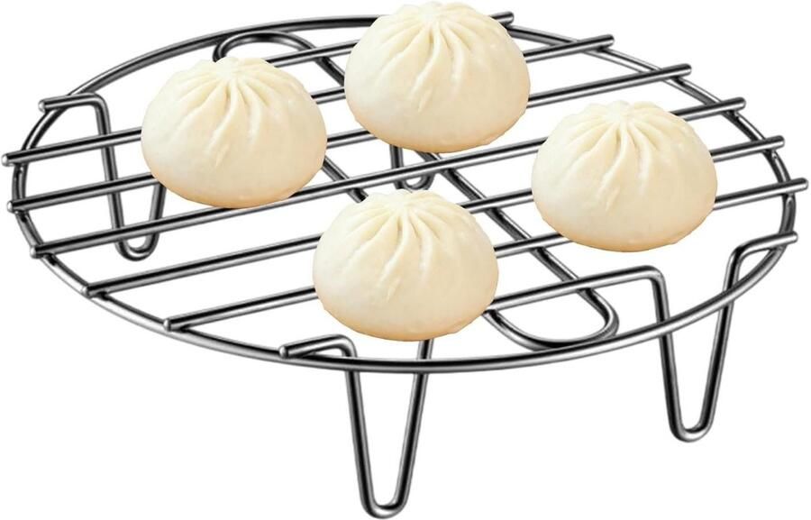Stoomrek Bakrooster Kookrek Multifunctioneel Koken Roestvrij Staal 20 cm Zilverkleurig