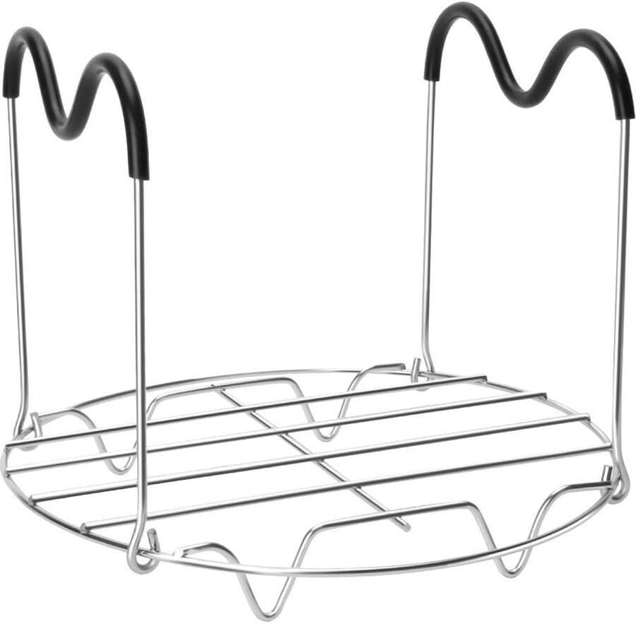 Stoomrek met Handgrepen Onderzetter Pannenlifter Druk Koken Hittebestendige Siliconen Handgrepen 5.2 inch handgreep Zilver