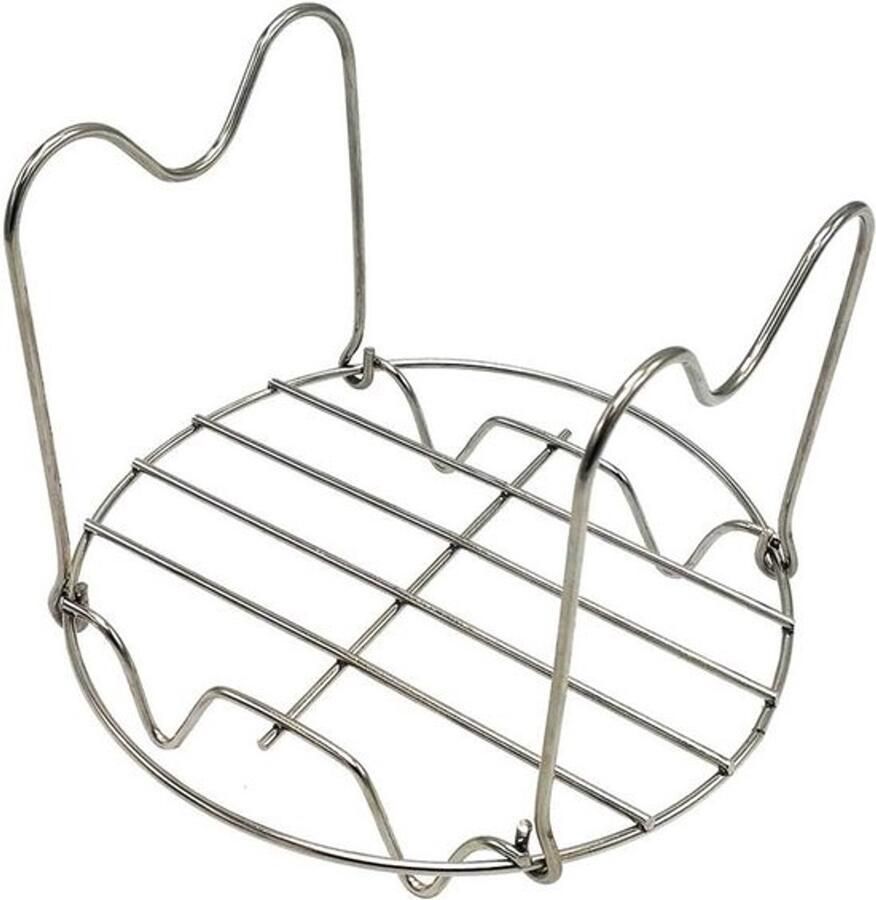 Stoomrek met handgrepen Onderzetter snelkookpan Koken en stomen Roestvrij staal 3 en 5 Qt Zilverkleurig