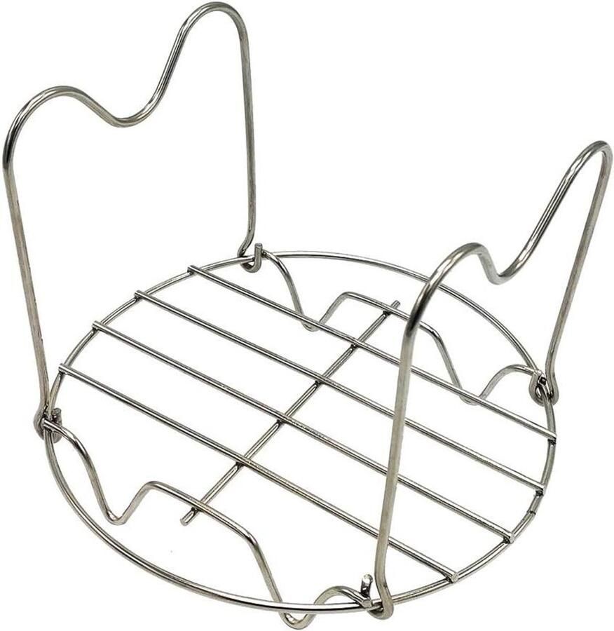 Stoomrek met handgrepen Onderzetter snelkookpan Koken en stomen Roestvrij staal 3 en 5 Qt Zilverkleurig