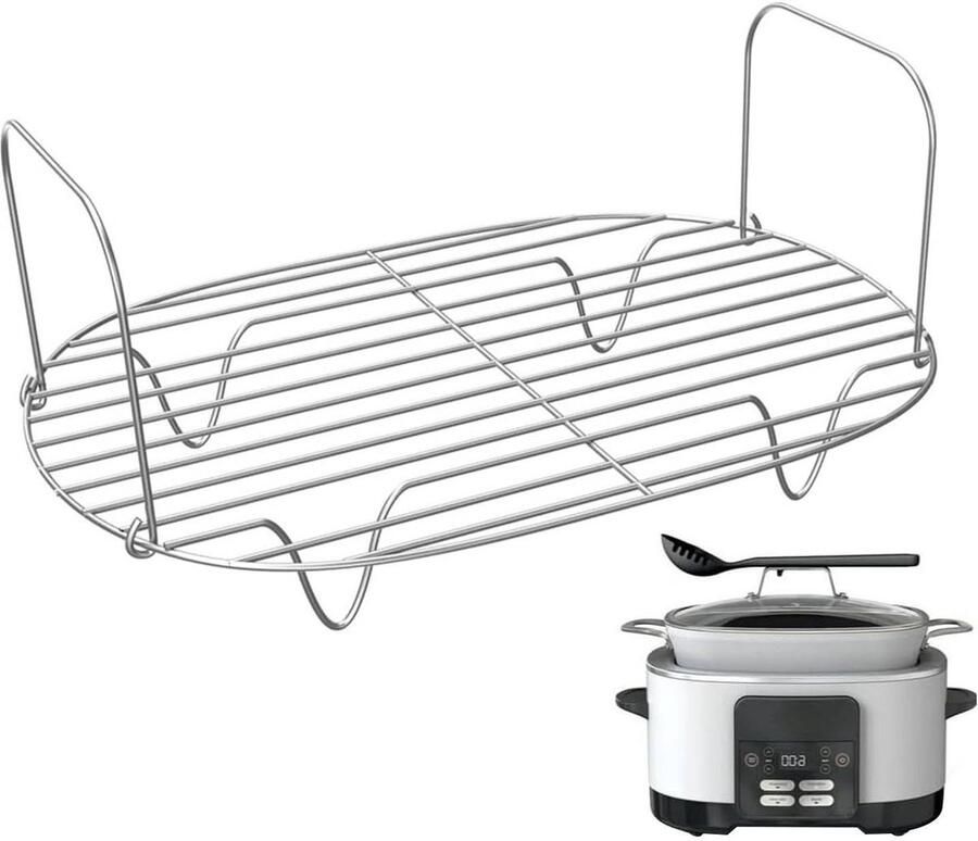 Stoomrek met Handgrepen Stoombootrek Onderzetter Gezond Koken Roestvrij Staal 304 28 cm Zilver