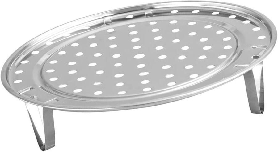 Stoomrek met Poot Stoommandje Stoompan Gezond Koken Efficiënt Stoomcirculatie 22 cm Diameter Zilver