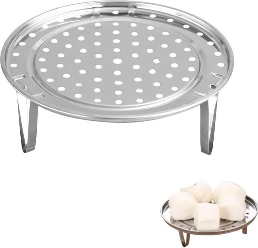 Stoomrek roestvrij staal 24 cm multifunctioneel stoommand met verstelbare poten en dubbele bodem