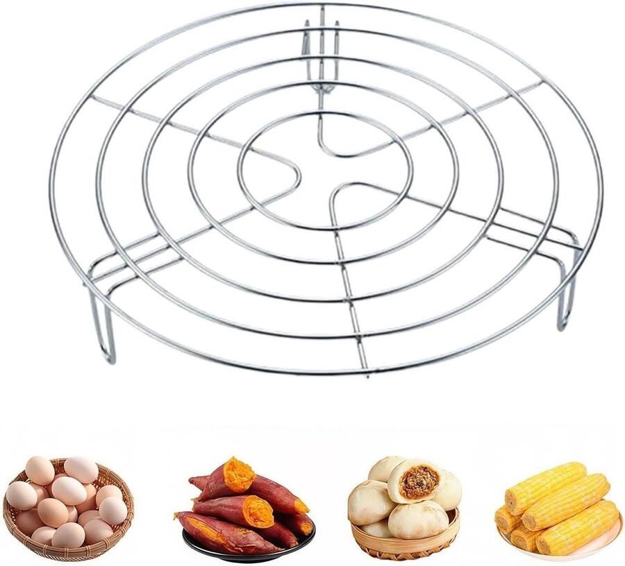 Stoomrek Roestvrij Staal Koelrek Bakrek Gezond Koken Voedselveilig 304 Staal 27.5 cm Zilver