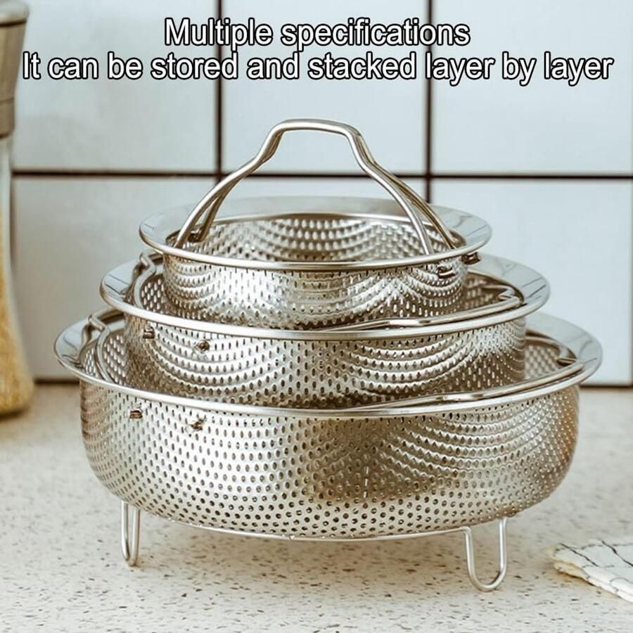 Stoomrek Roestvrijstaal Groentemand Inzet Gezond Koken Vaatwasmachinebestendig Ontwerp 18 cm Diameter Zilverkleurig