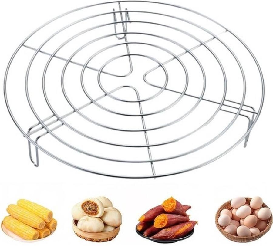 Stoomrek RVS Kookrek Onderzetter Gelijkmatig Koken Stabiele Driehoekige Basis 16 x 16 x 6 cm Zilverkleurig