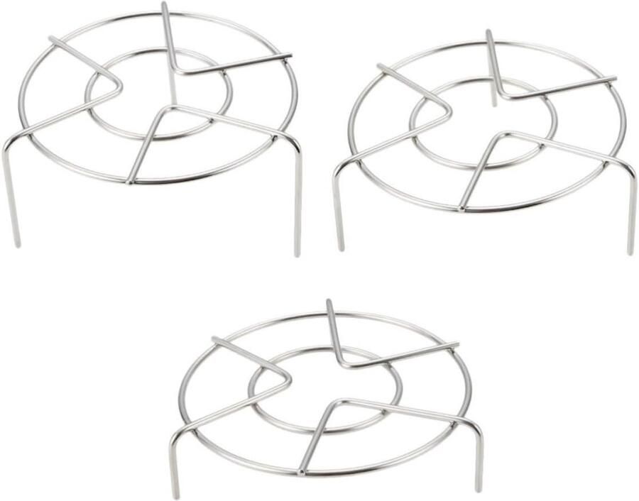Stoomrek RVS Kookrek Stoommandje Gezond Koken Hittebestendig Onderzetter 15x8CM Zilver