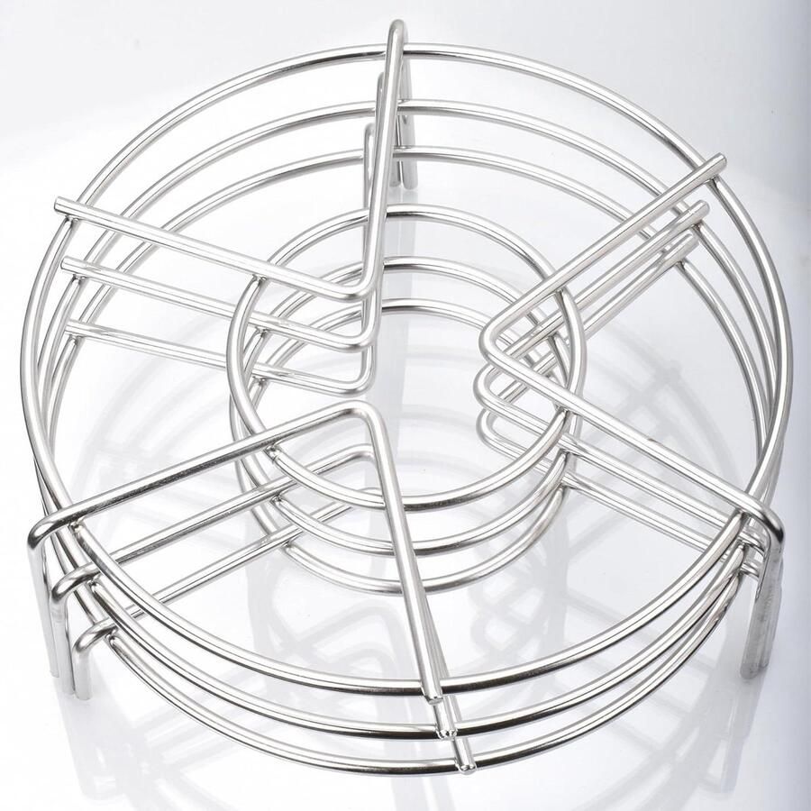 Stoomrek RVS Onderzetter Snelkookpan Gezond Koken Heavy Duty Ontwerp 7 Inch Diameter Zilverkleurig