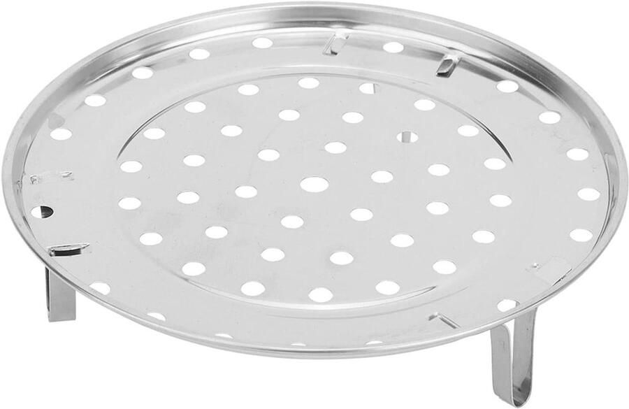 Stoomrek RVS Stoomhouder Pan Gezond Koken Verhoogd Beugelontwerp 24 cm diameter Zilver