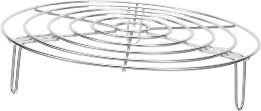 Stoomrek RVS Stoommandje Stoominzet Groenten Stomen Verdikte Stalen Cirkels 23.5 x 23.5 x 5.5 cm Zilver