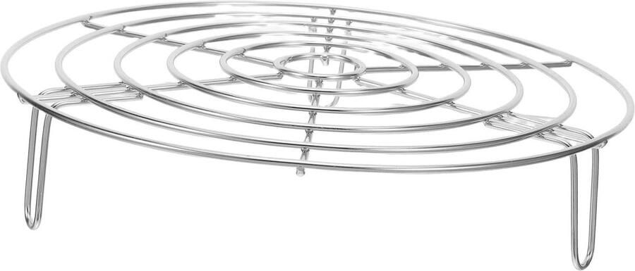 Stoomrek RVS Stoommandje Stoominzet Groenten Stomen Verdikte Stalen Cirkels 23.5 x 23.5 x 5.5 cm Zilver