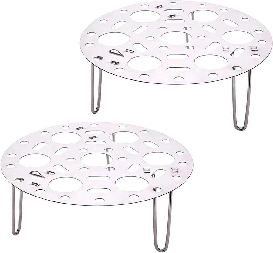 Stoomrek Set Dampmand RVS Gezond Koken Opvouwbare Pootjes 2 Stuks 16.7cm Zilver