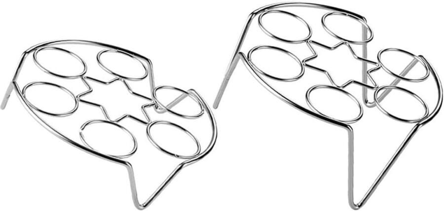 Stoomrek Set Eierhouder Mand Eten Stomen Roestvrij Staal 2 Stuks Zilver