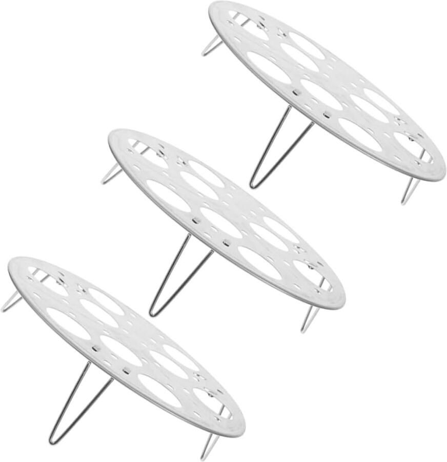 Stoomrek Set Keuken Accessoires Eieren Koken Verhoogde Water Scheiding 3 Stuks Zilver